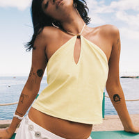 Santorini Crush Bead Detail Top Lemon