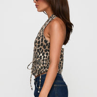 Feel This Way Wrap Top Leopard