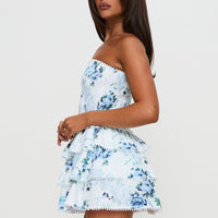 Sunkiss Frill Mini Dress White / Blue