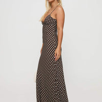 Jorjana Polka Maxi Dress Brown / White