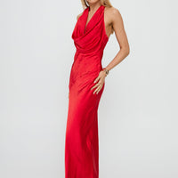 Big Deal Halter Maxi Dress Red