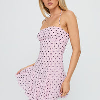 Delamere Mini Dress Pink / Black Polka