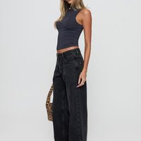 Serenitia Mid Rise Straight Leg Jeans Washed Black Petite