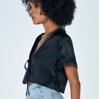 Vintage Tie Up Top Black
