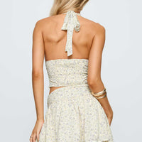 Away We Go Halter Set Yellow Floral