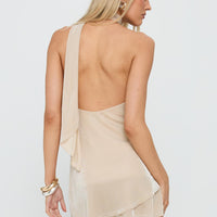 Infinito Scarf Tie Mini Dress Champagne