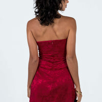 Ramie Strapless Mini Dress Burgundy Low Impact