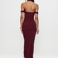Azura Off The Shoulder Maxi Dress Burgundy