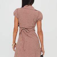 Kavira Tie Bust Shirt Dress Red Gingham