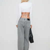 Ellanor Low Rise Straight Leg Jean Washed Grey