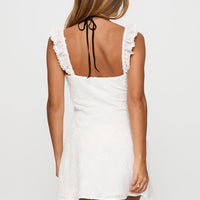 Beacall Embroidered Mini Dress White