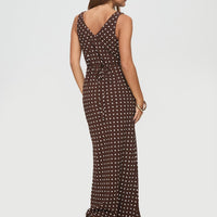 Nellie Maxi Dress Brown Polka Dot