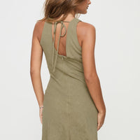 Portillo Linen Blend Mini Dress Olive