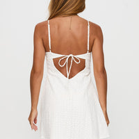 Dearly Embroidered Mini Dress White