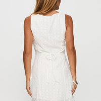 Pacie Broderie Mini Dress White