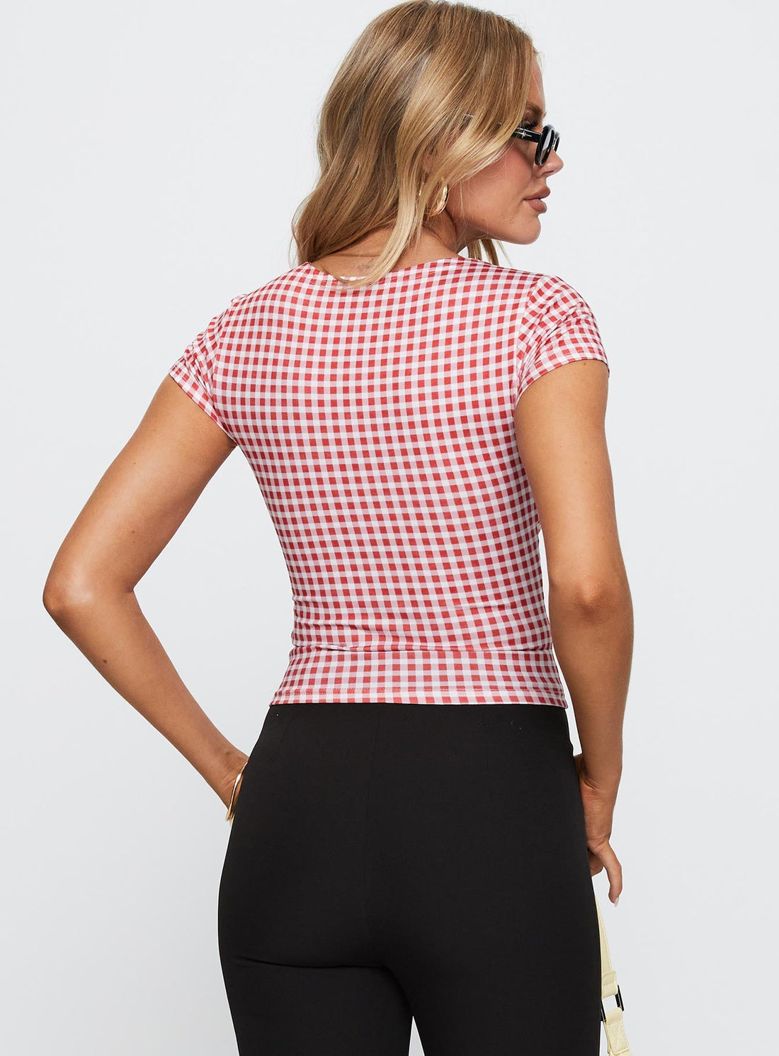 Marcello Graphic Top Red Check