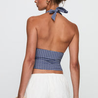Whimsy Halter Top Navy Gingham
