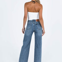 Fawcett High Rise Straight Leg Jeans Mid Blue Wash