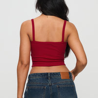 Essentials Ruched Rib Cami Top Red