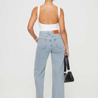Fawcett High Rise Straight Leg Jeans Light Blue Wash