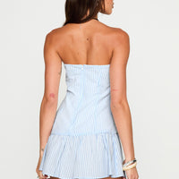 Archetype Strapless Mini Dress Blue Stripe