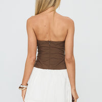 Sicialia Strapless Mini Dress Brown / White