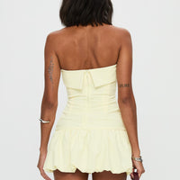 Mousse Strapless Mini Dress Lemon