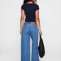 Supercut Low Rise Baggy Pleat Jeans Mid Blue