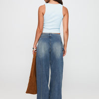 Paltrow Mid Rise Wide Leg Cargo Jeans Mid Blue Wash