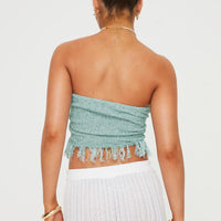 Kovac Reversible Fringe Tube Top Blue