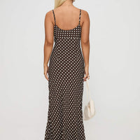 Jorjana Polka Maxi Dress Brown / White