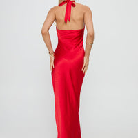 Big Deal Halter Maxi Dress Red