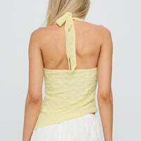 Isabellah Cross Front Halter Top Yellow