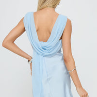 Bellarose Draped Back Mini Dress Baby Blue