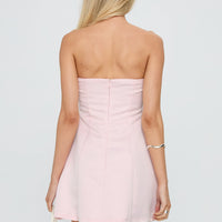 Genevie Strapless Bow Bust Mini Dress Light Pink