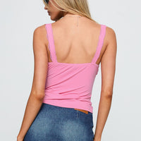 Know Better Lace Trim Top Pink