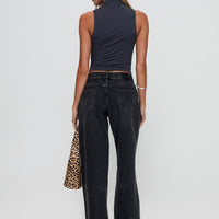 Serenitia Mid Rise Straight Leg Jeans Washed Black Petite