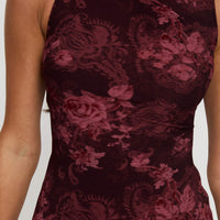 Vivre Mini Dress Burgundy Paisley