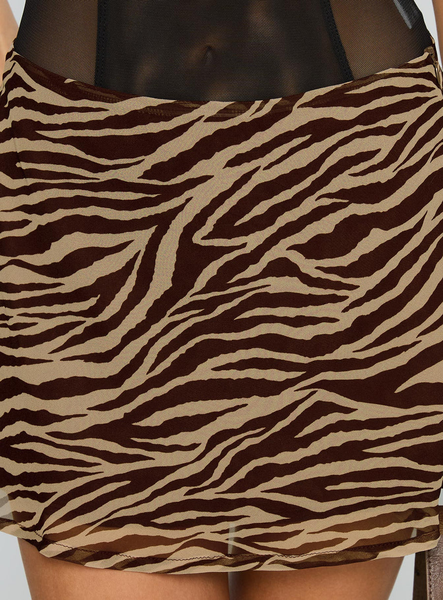 Feed The Soul Mini Skirt Brown / Zebra