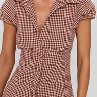 Kavira Tie Bust Shirt Dress Red Gingham