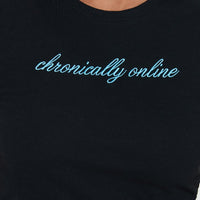 Chronically Online Graphic Top Black