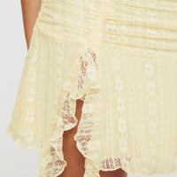 Maidie Lace Asymmetric Ruffle Mini Skirt Cream