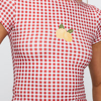 Marcello Graphic Top Red Check