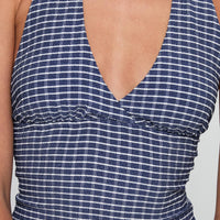Whimsy Halter Top Navy Gingham