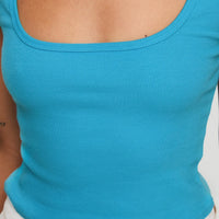 Baseline Square Neck Rib Top Blue