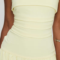 Mousse Strapless Mini Dress Lemon