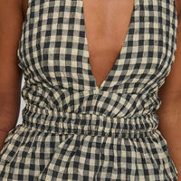 Perpetua Halter Neck Top Brown / Black Check