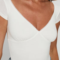 Loveydove Short Sleeve Bodysuit White