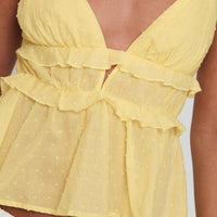 Blondelle Frill Detail Top Yellow