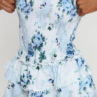 Sunkiss Frill Mini Dress White / Blue